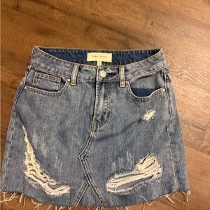 PacSun Light Blue Distressed Denim Mini Skirt